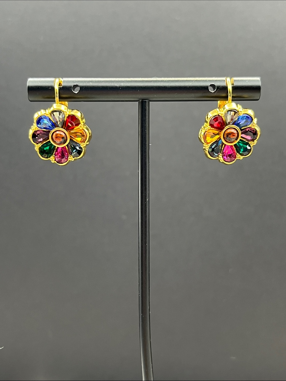 Joan Rivers Colorful gold tone flower pierced earrings - Picture 2 of 7